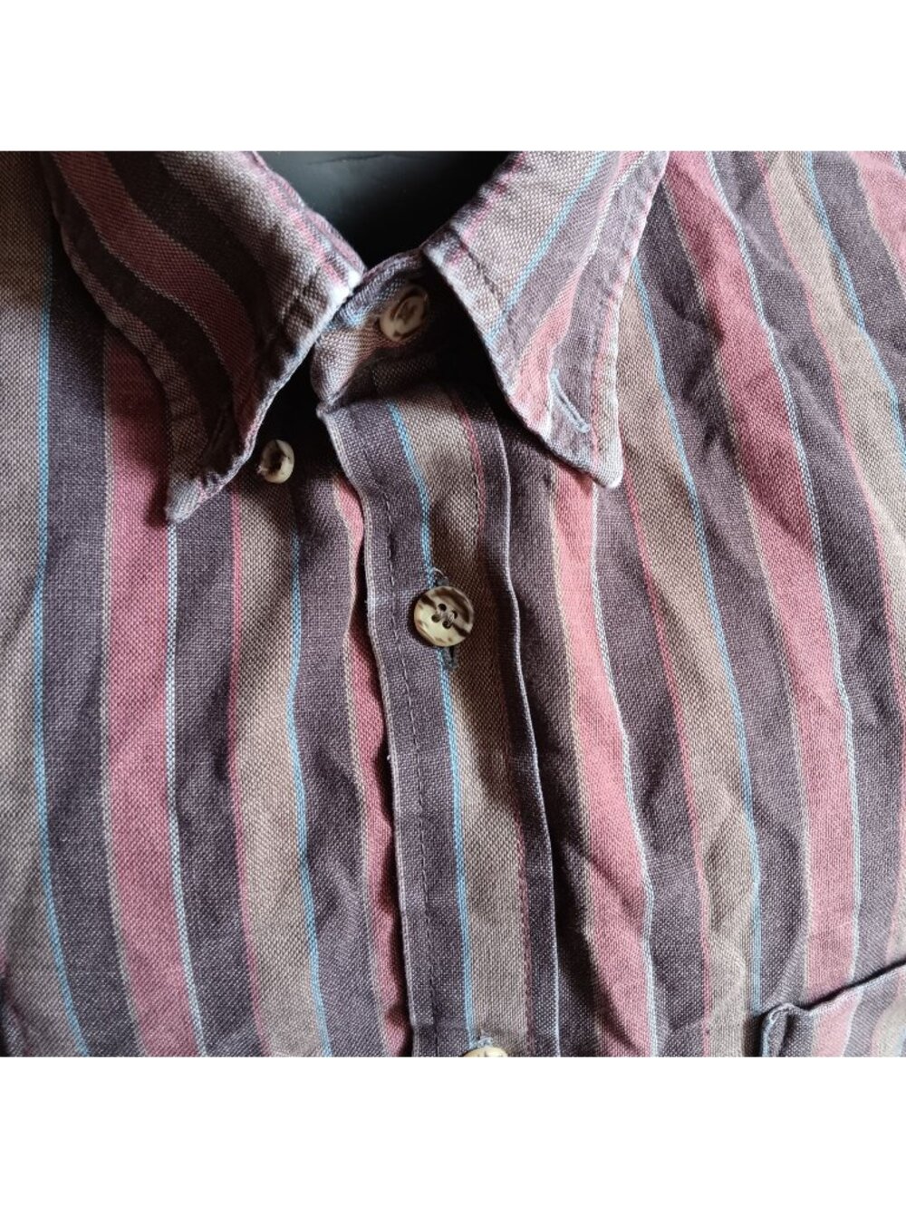 True Vintage Ivy League Shirt 1970's Striped Button-Up Short Sleeve USA CLassics